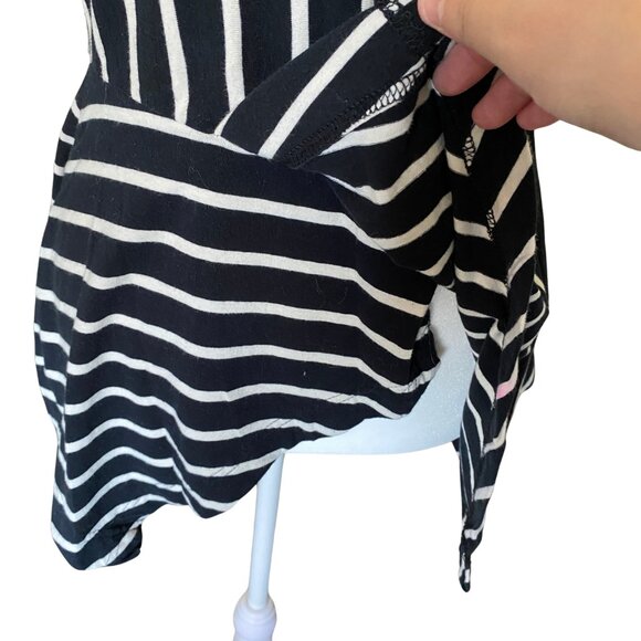 Effie's Heart Size Small Black & White Striped Asymmetrical Fit and Flare Top - Picture 6 of 13
